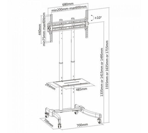 Мобильная стойка для дисплея/доски 37"-70" FIX T1030T