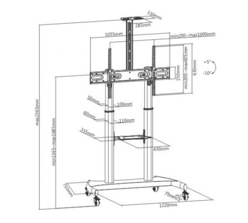 Мобильная стойка для панели 60"-100" FIX TTL06-610TW