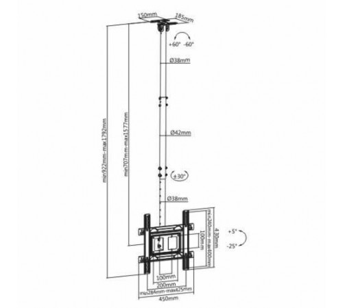 Сверхпрочное потолочное крепление для панели FIX PLB-CE1044-01